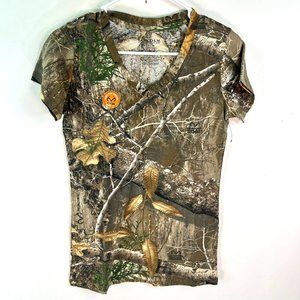 Lincoln Outfitters Camo Real Tree Graphic Print Green T-Shirt Size S